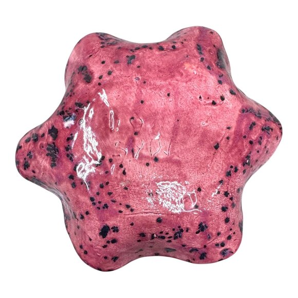 Vintage MCM Abstract Poodle Ruffle Trinket Ring Dish Pink Black Ceramic Boho 7" - Picture 3 of 6